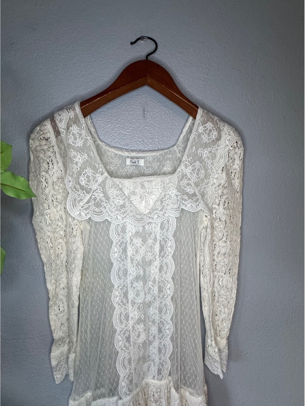 Ivory Lace Maxi Dress Romantic Boho Long Sleeve Prairie Style Pauli T XS - Picture 5 of 8